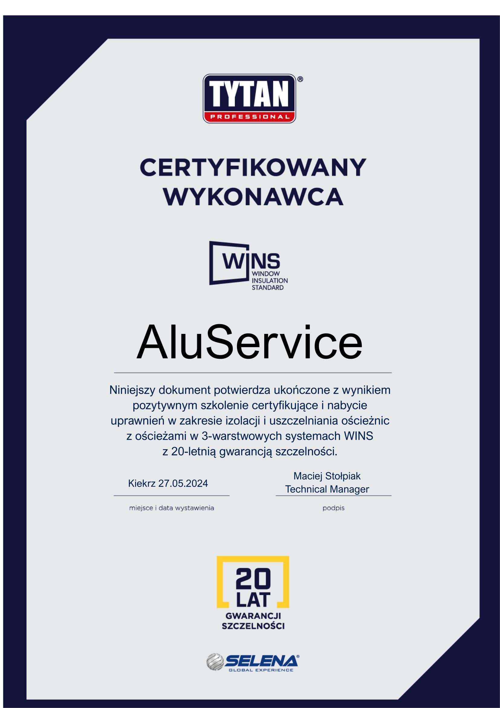 Certyfikat współpracy